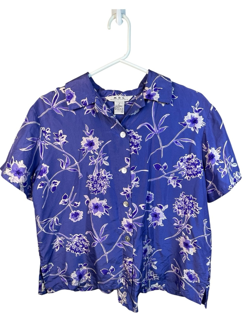 Vintage MDG 100% silk floral blouse